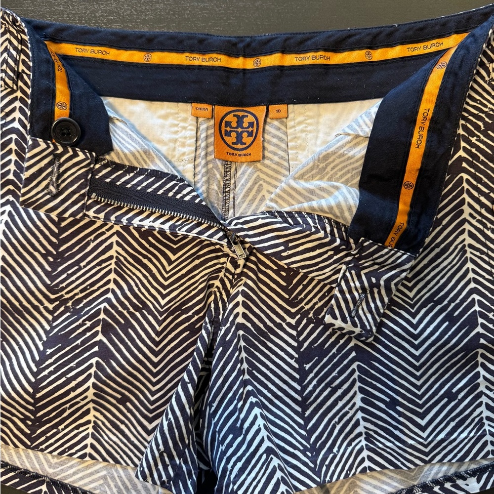 Tory Burch Navy and White Patterned Shorts
